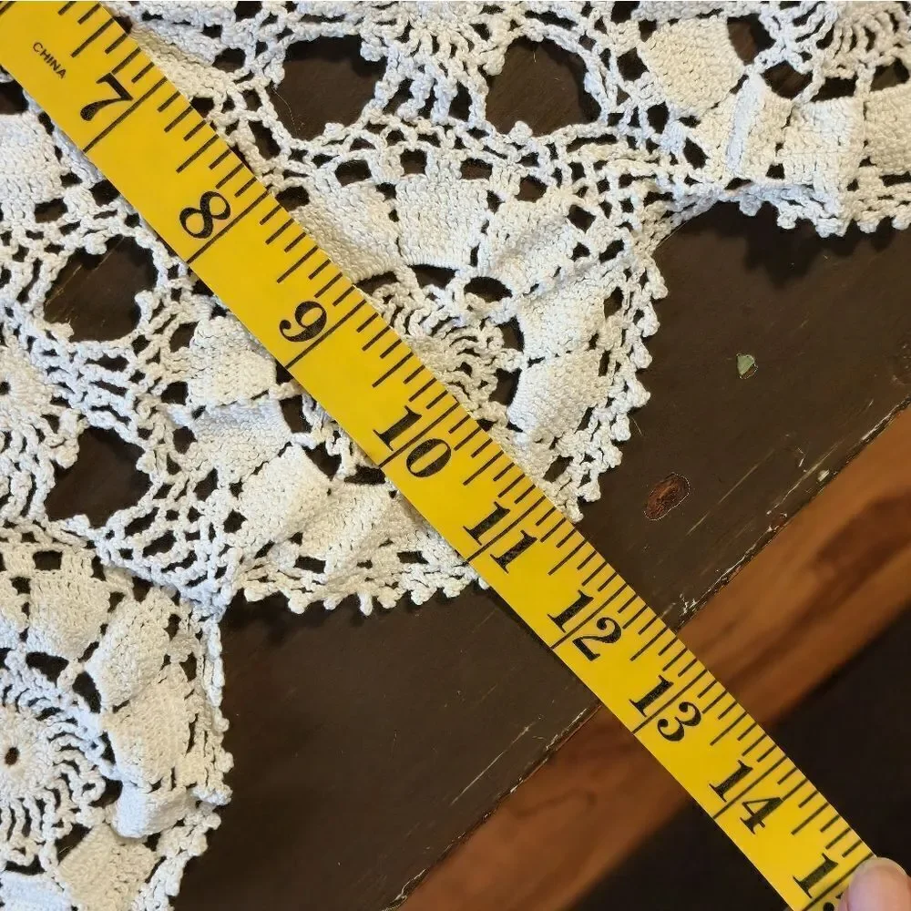 Vintage crocheted lotus diamond pattern doily